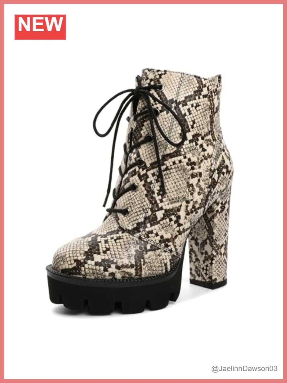 Women's Platform Chunky Heel Booties Lace Up Side Zipper Round Toe Ankle Boots
